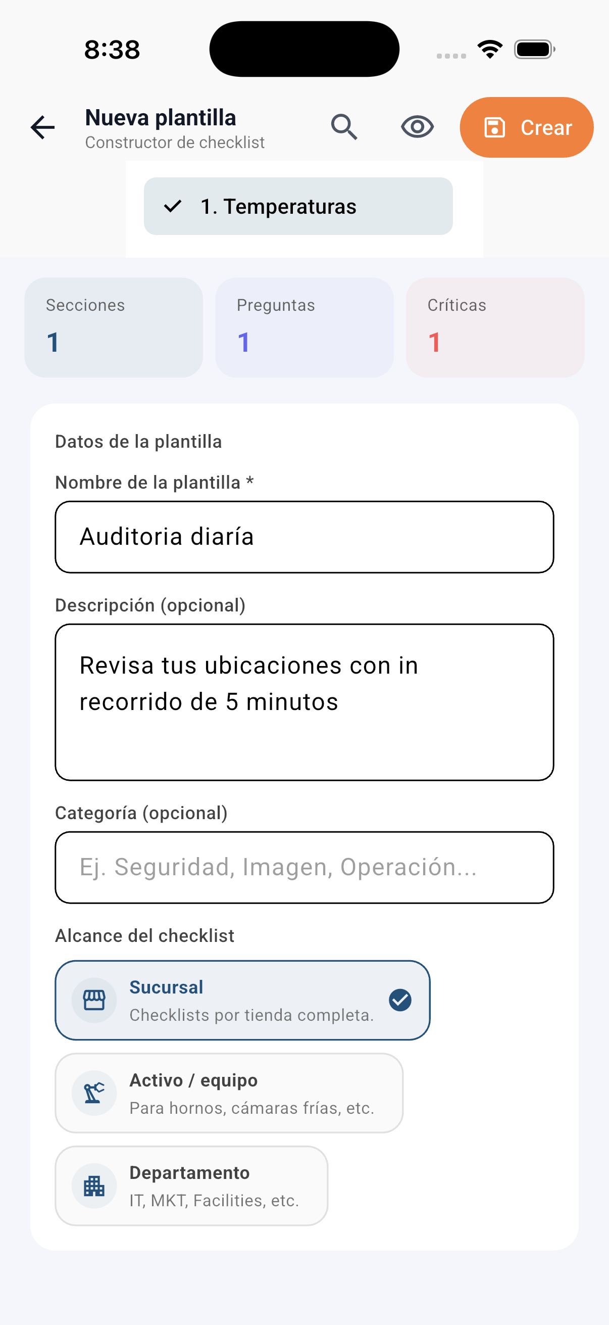 Constructor de checklists operativos en XelMaint