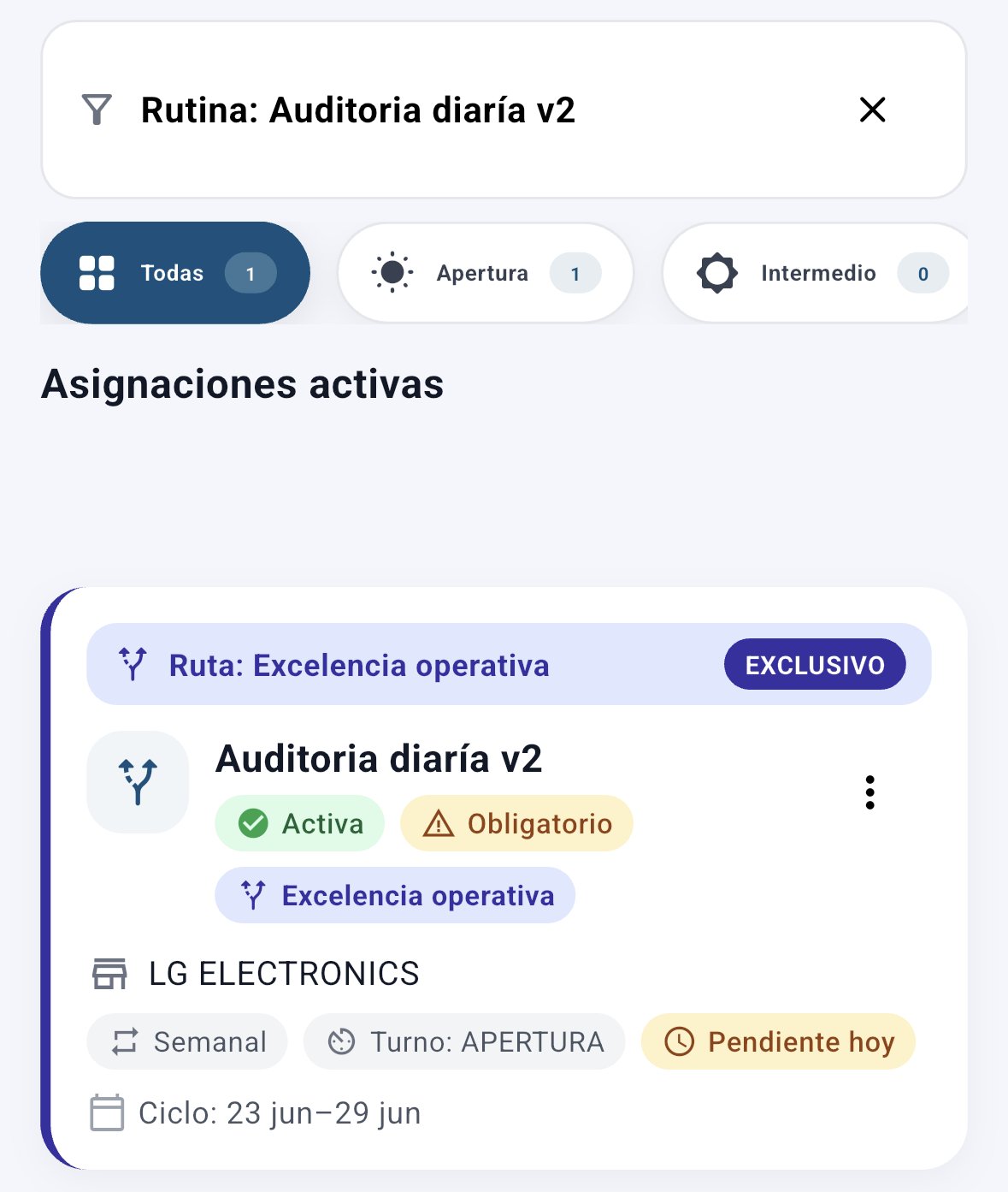 Rutinas y asignaciones de checklists en XelMaint